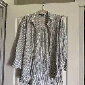Velvet Heart Black and White Striped Casual Shirt